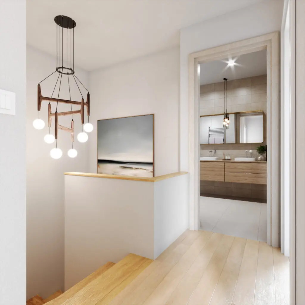 Vorraum mit Blick ins Badezimmer im Wohnprojekt Reihenweise Grün in Klagenfurt